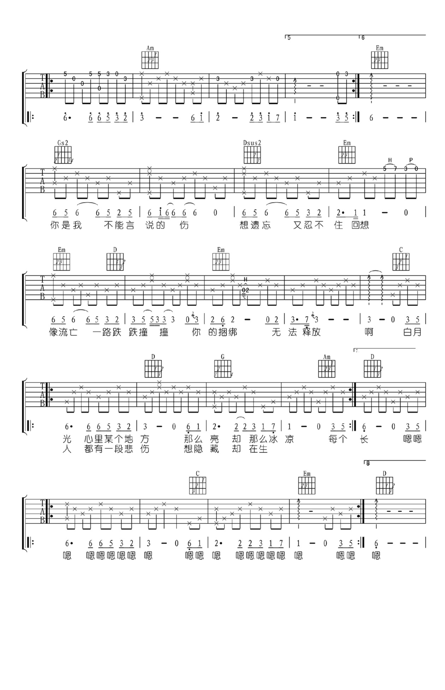 张信哲《白月光》吉他谱_C调吉他弹唱谱第2张