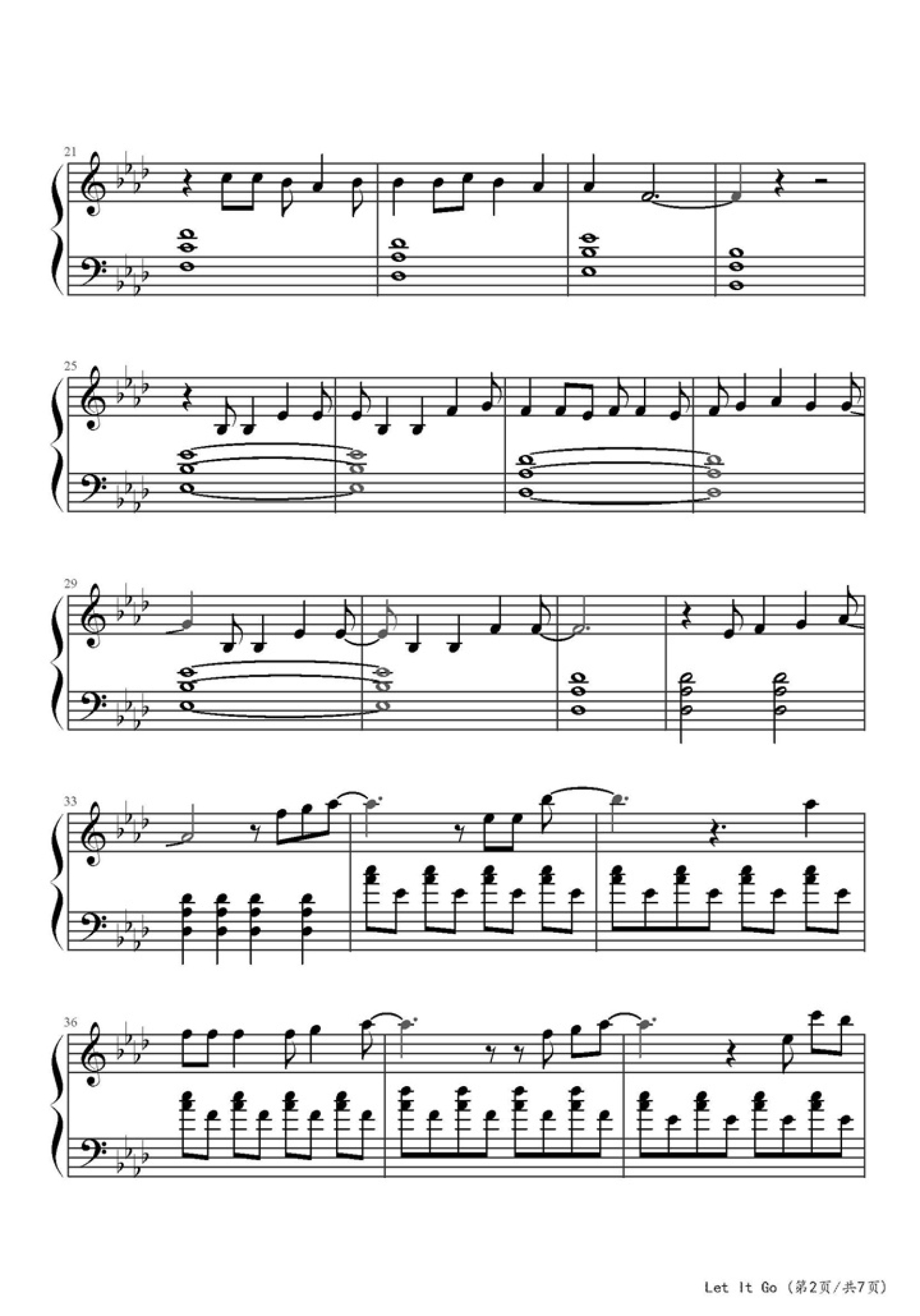 《Let It Go》钢琴谱第2张