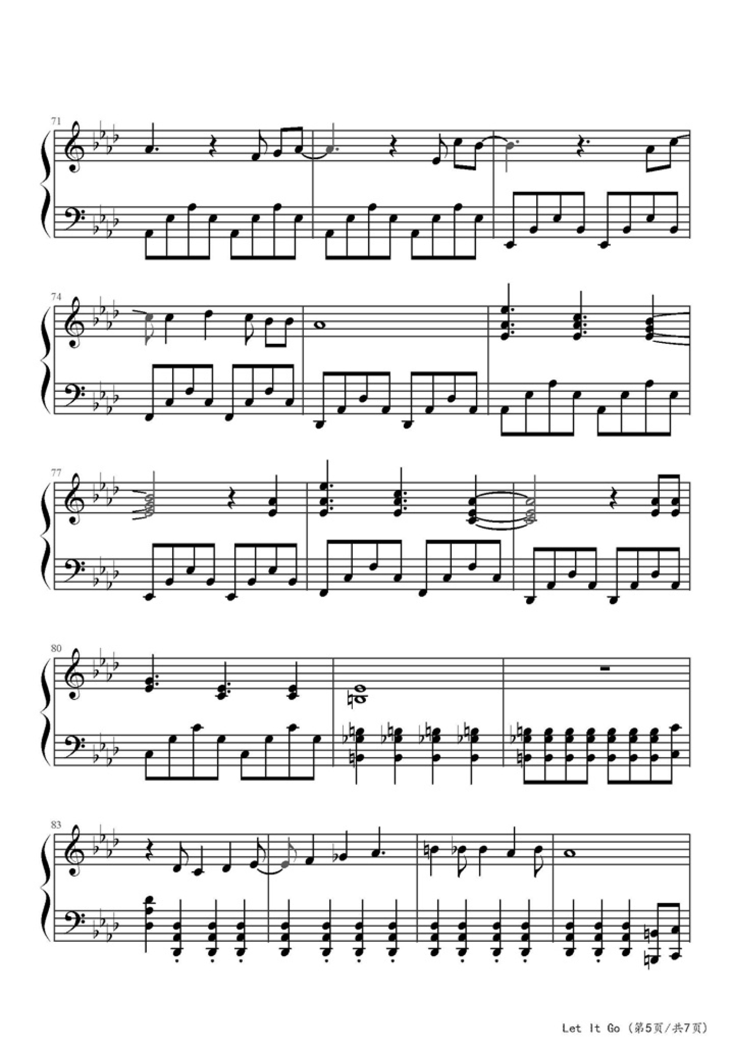 《Let It Go》钢琴谱第5张
