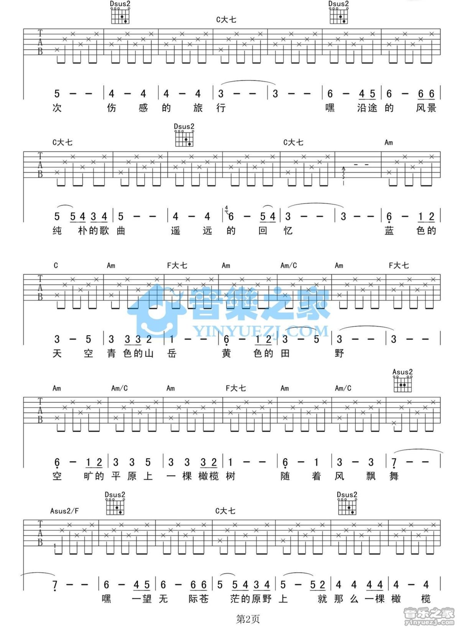 钟立风《伤感旅行》吉他谱_C调吉他弹唱谱第2张
