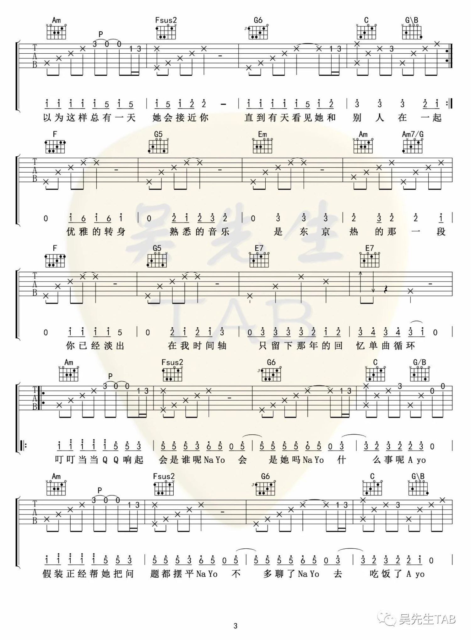 洛天依《东京不太热》吉他谱_C调吉他弹唱谱_发布版本第3张