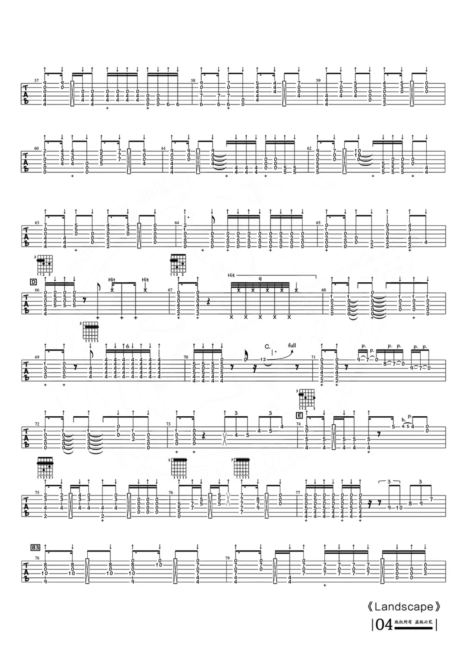 押尾《Landscape》吉他谱_C调吉他独奏谱第4张
