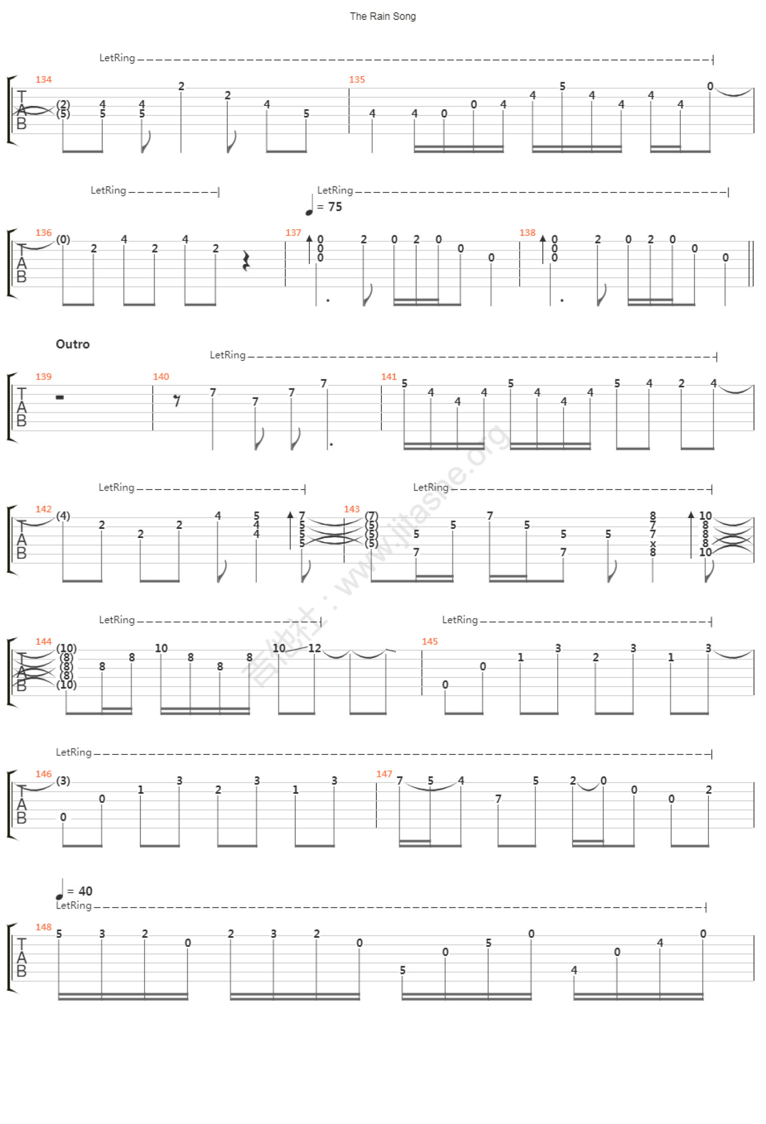 Led Zeppelin《The Rain Song》吉他谱_吉他独奏谱第8张