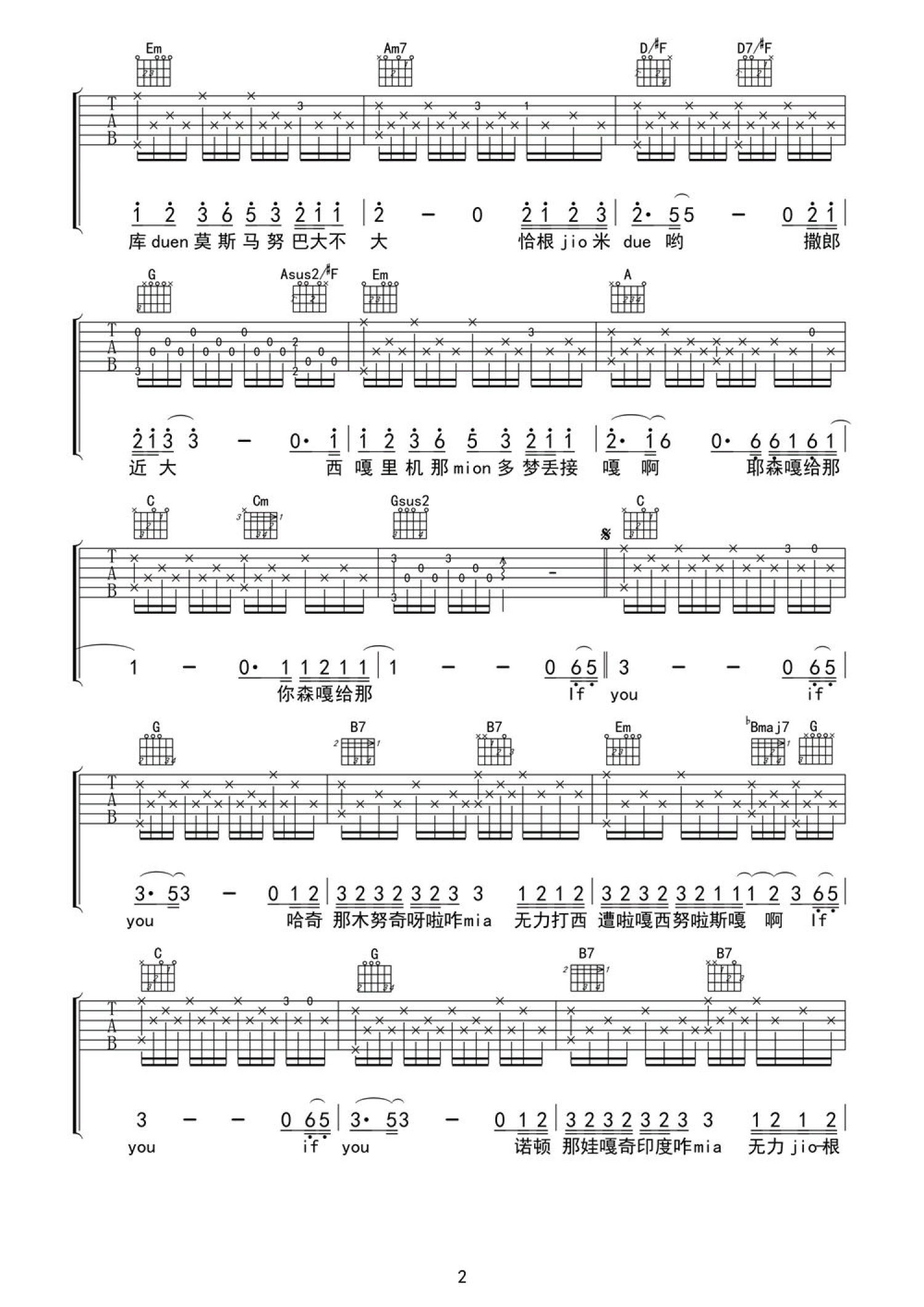BigBang《if you》吉他谱_吉他弹唱谱第2张