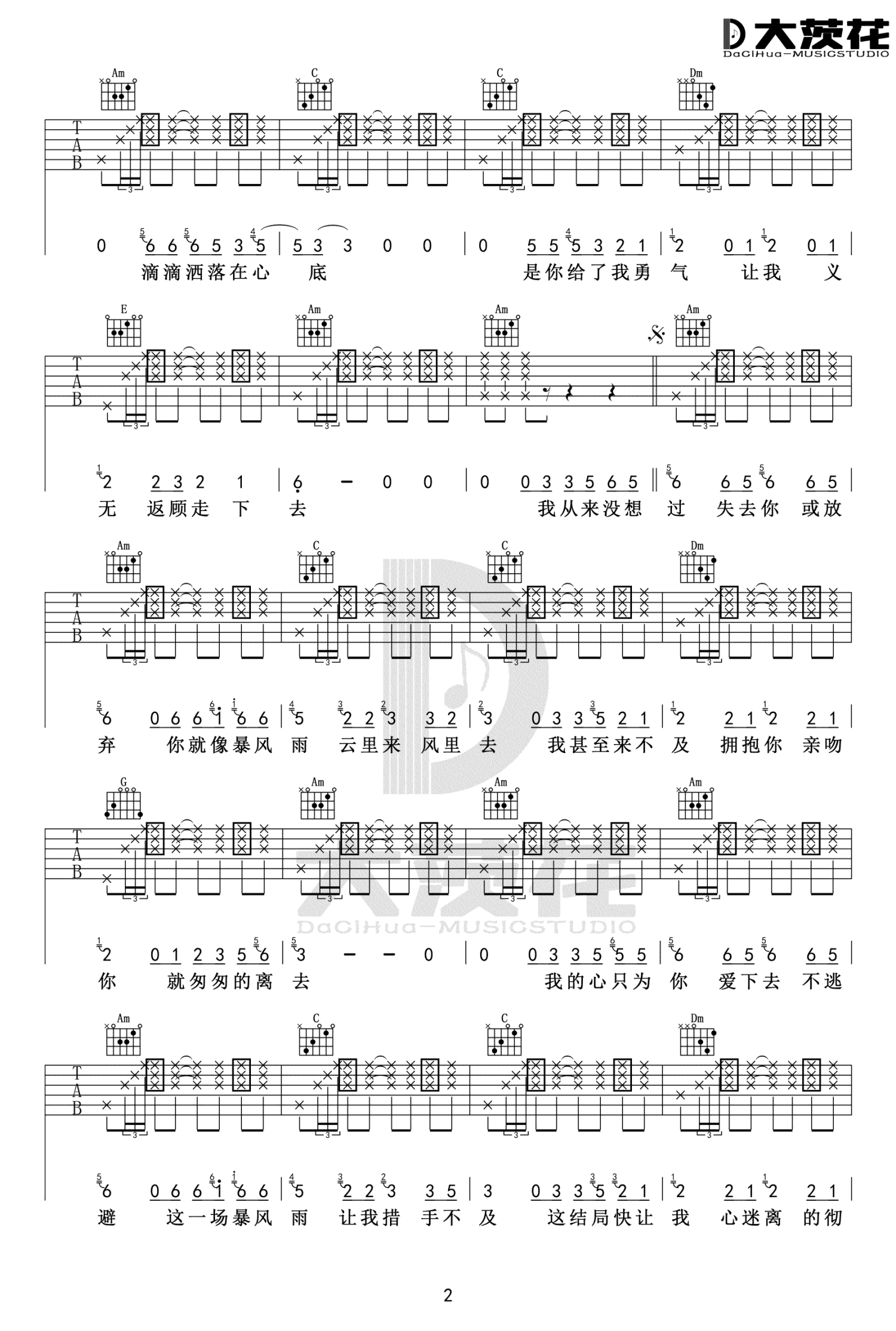 古典独奏曲谱[暴风雨]卡鲁里曲 - 吉他学习网