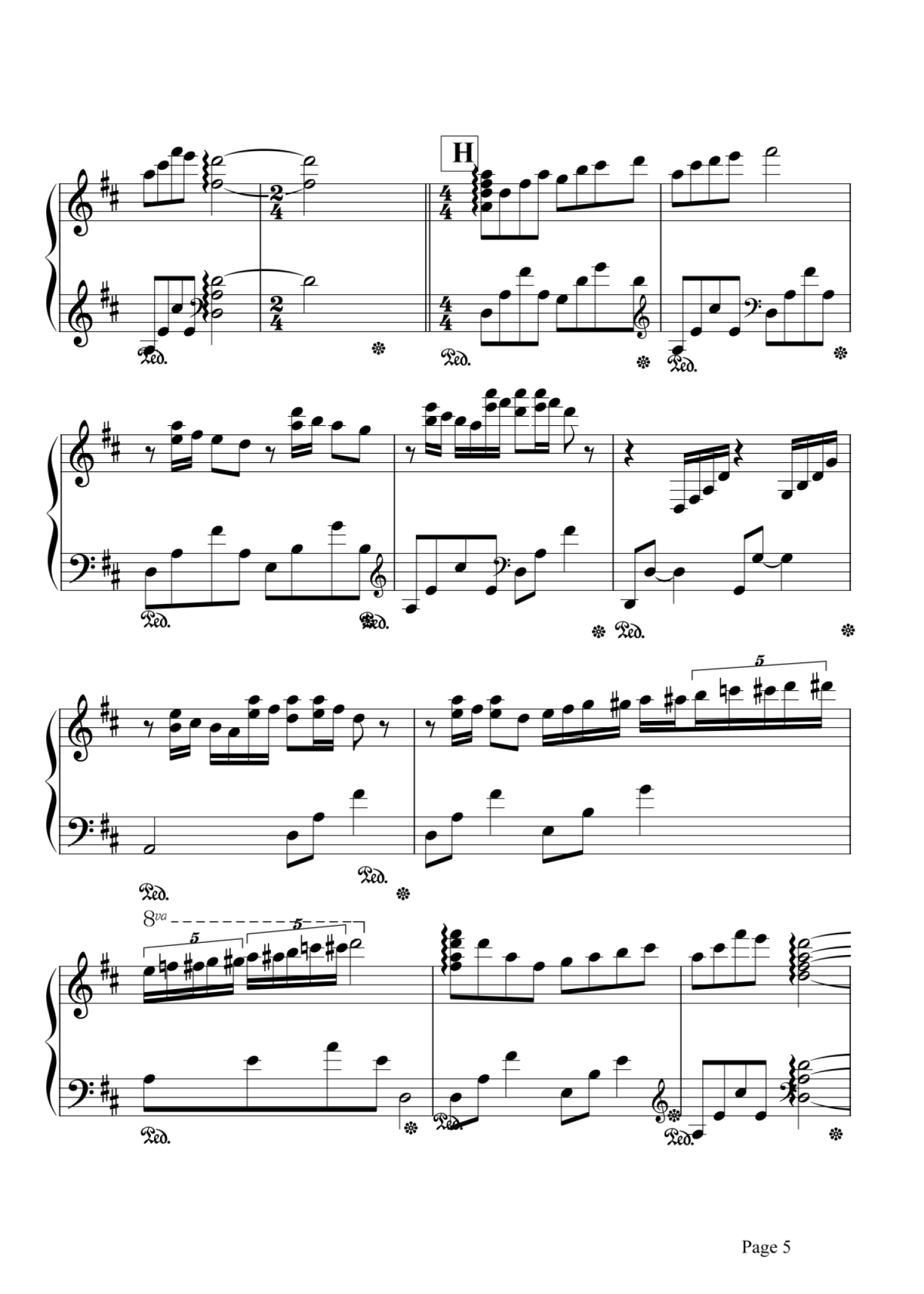 理查德·克莱德曼《瓦妮莎的微笑》钢琴谱第5张