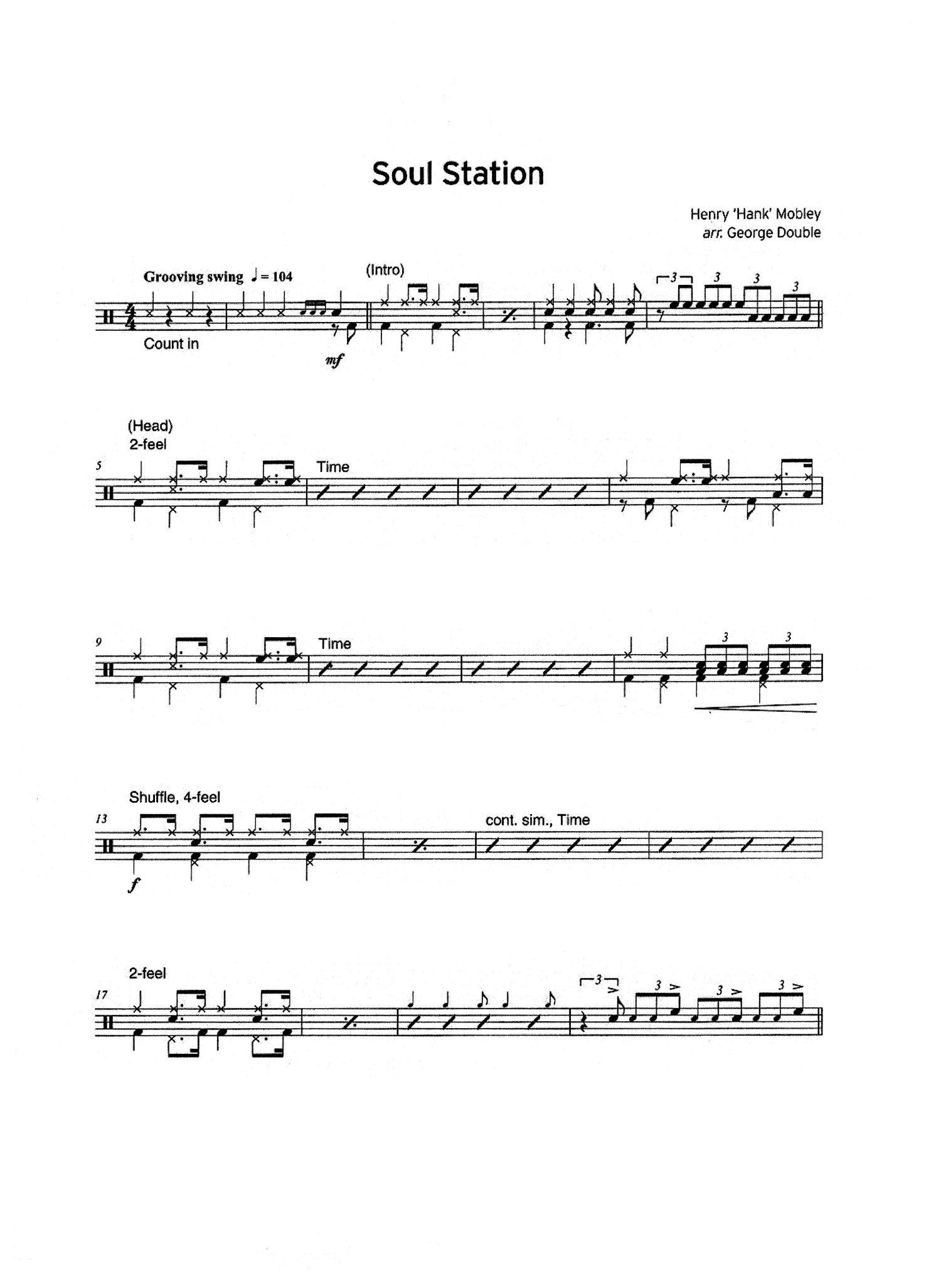 四级曲目《Soul Station》鼓谱_架子鼓谱第1张
