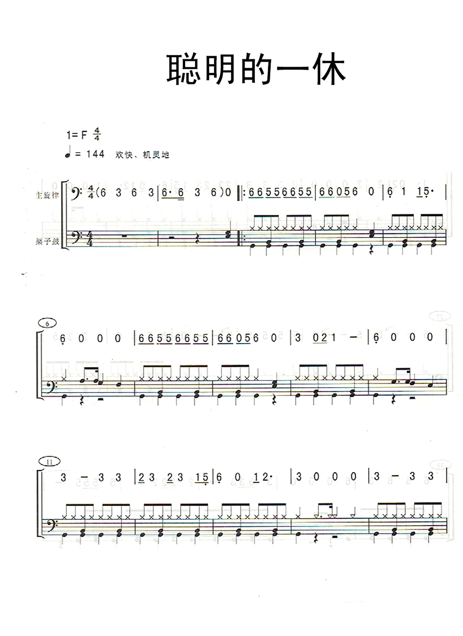 《聪明的一休》鼓谱_架子鼓谱第1张