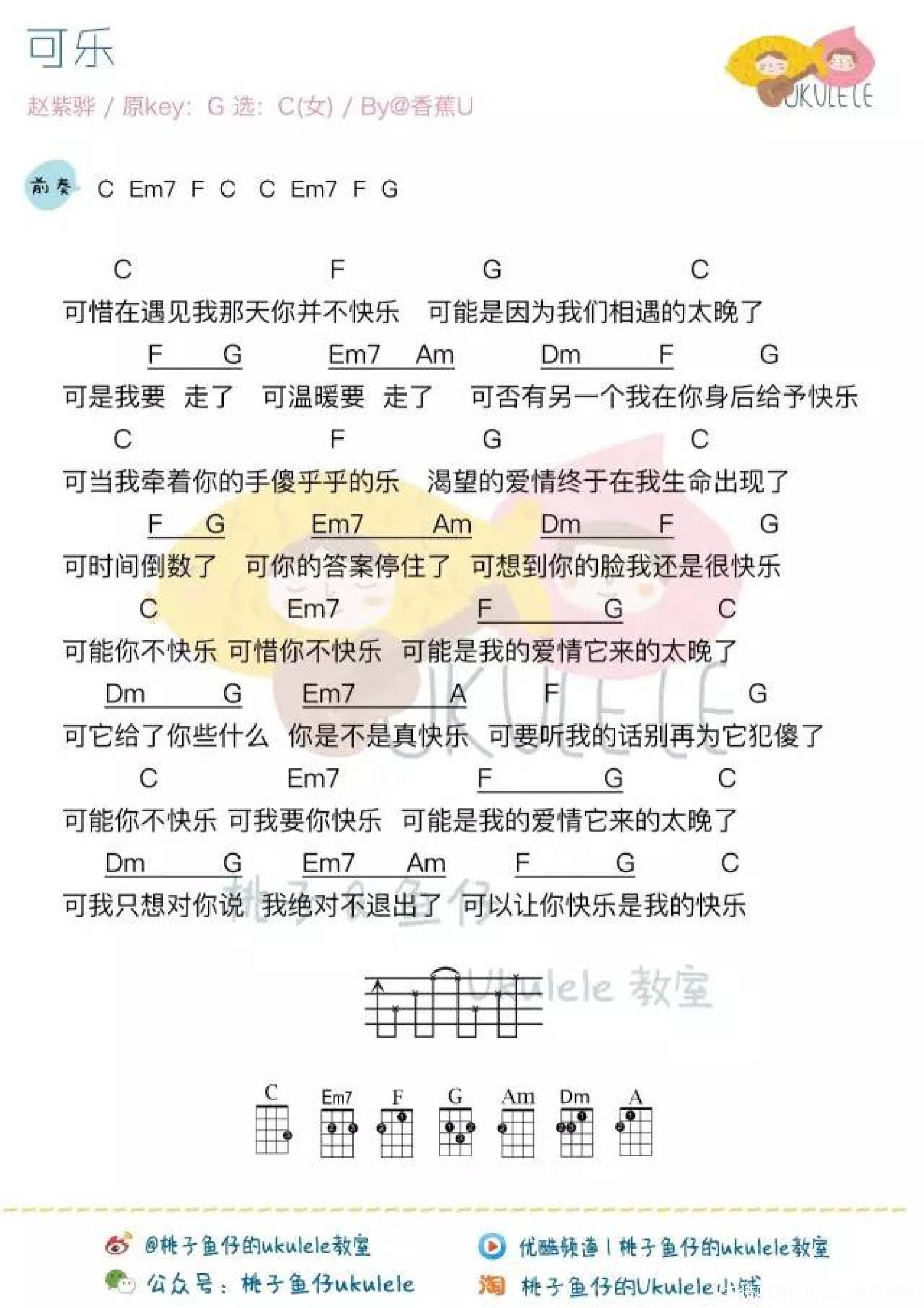 《可乐》_C调尤克里里谱第1张