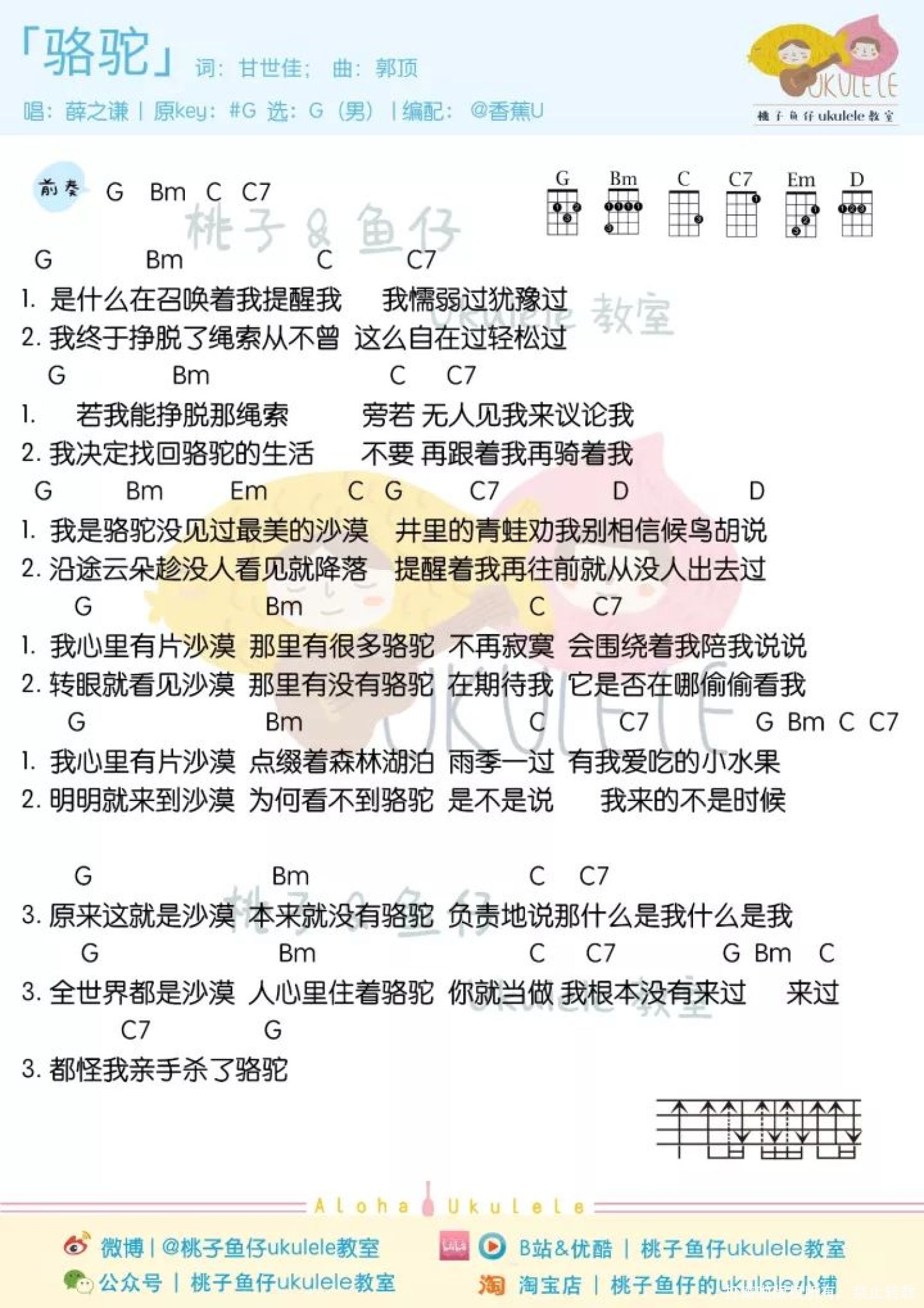 薛之谦《骆驼》_尤克里里谱第2张