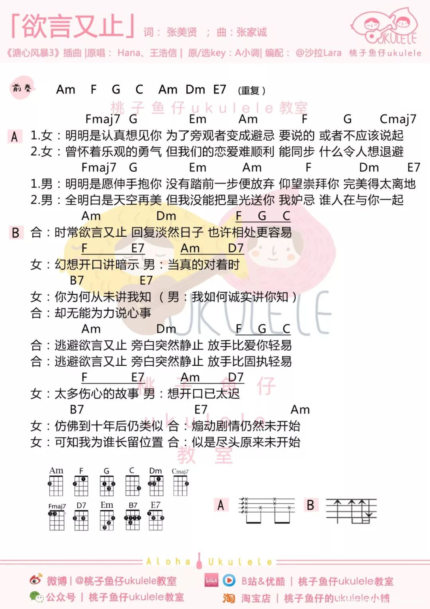 《欲言又止》_尤克里里谱第1张