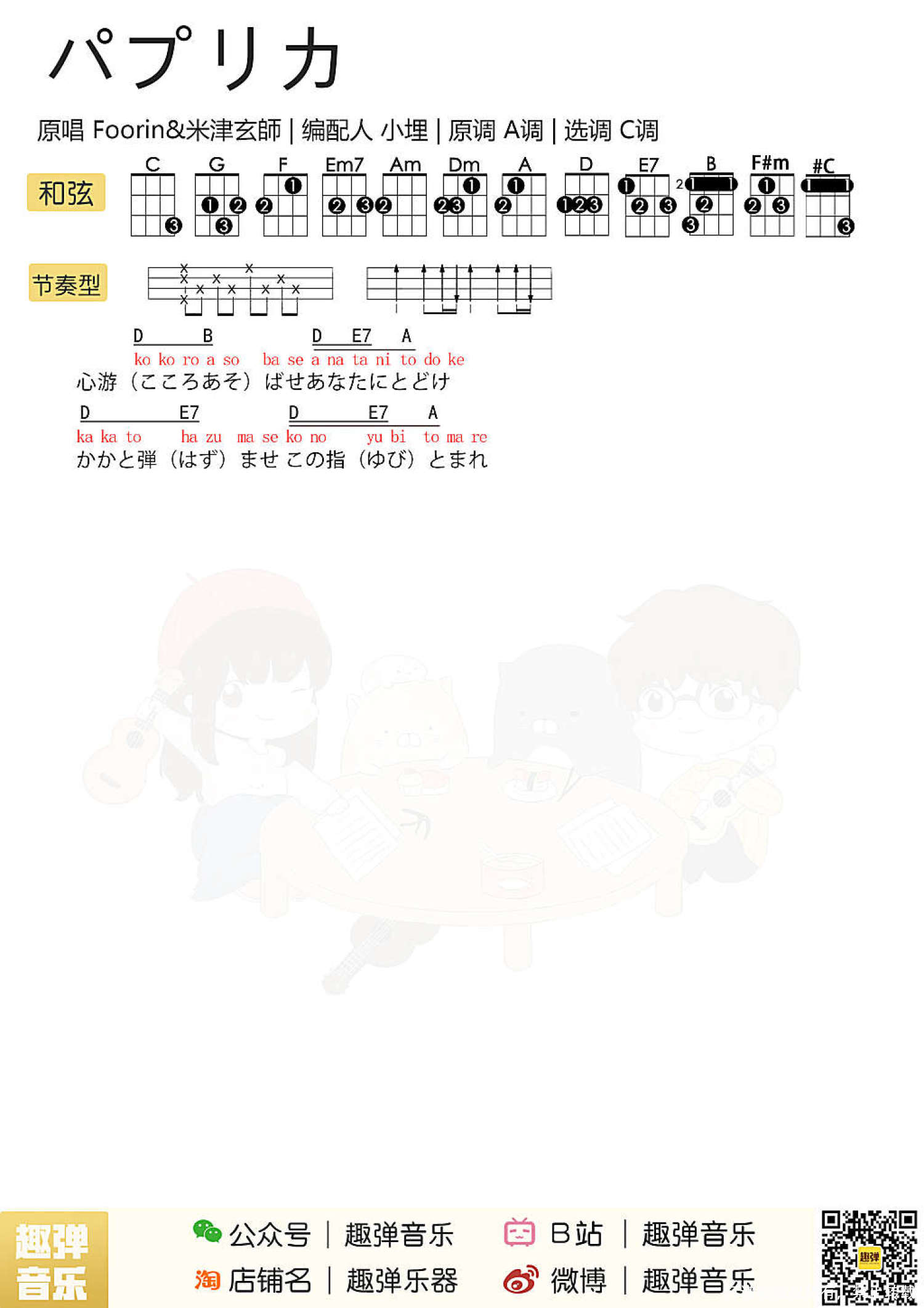 红辣椒《パプリカ（红辣椒）》_尤克里里谱第1张