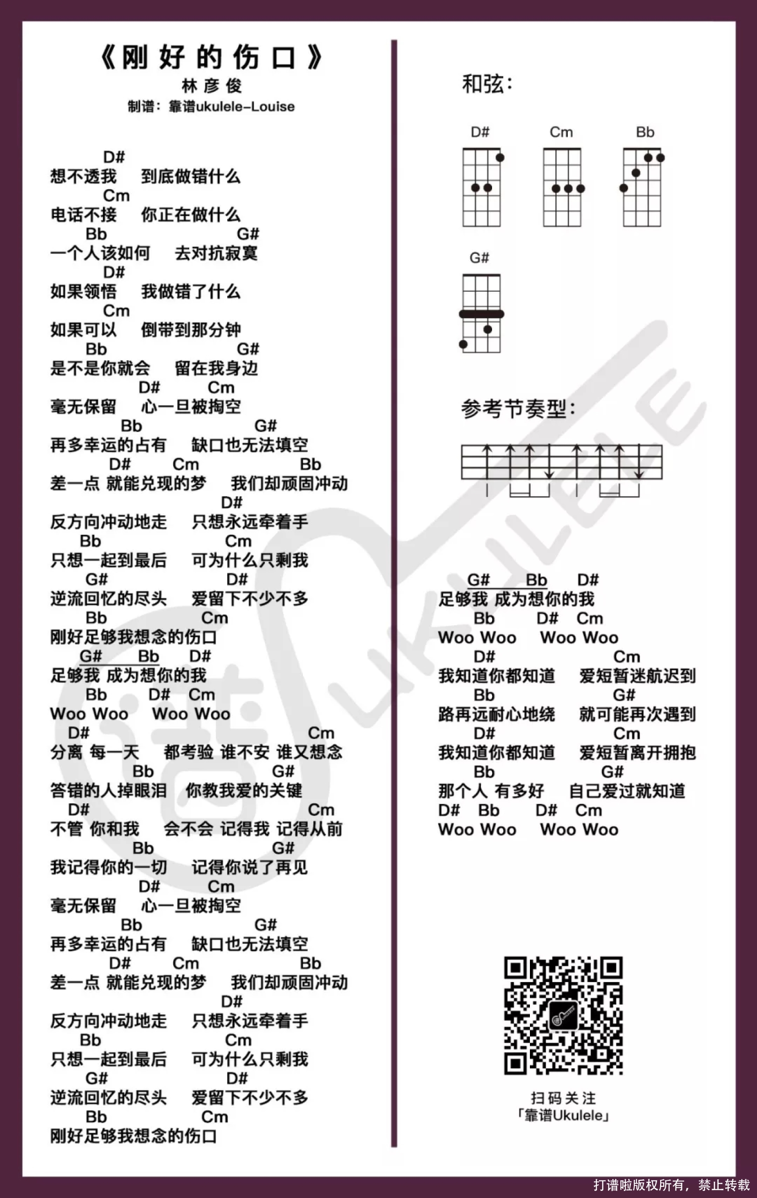 林彦俊《刚好的伤口》_尤克里里谱第1张