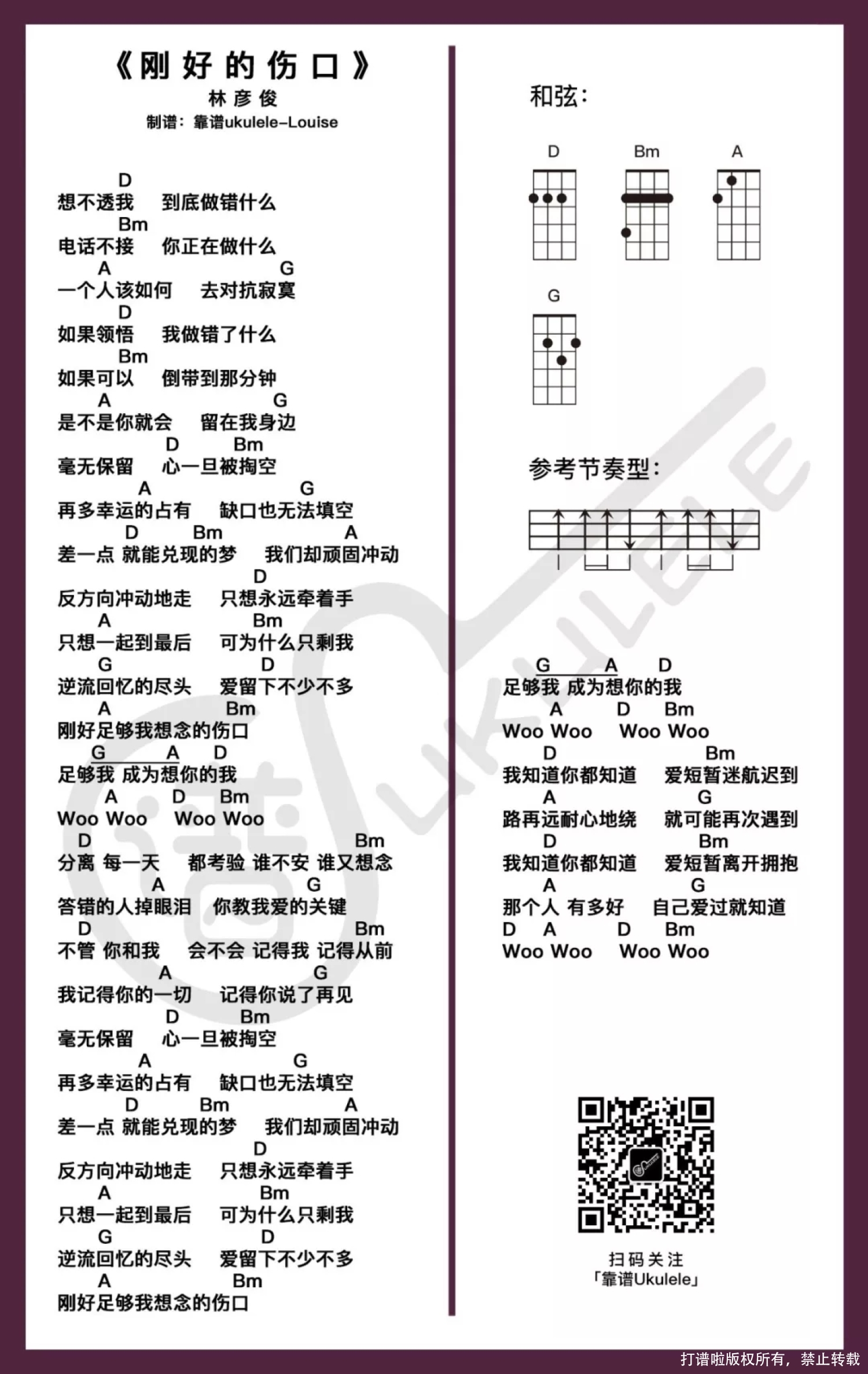 林彦俊《刚好的伤口》_尤克里里谱第2张