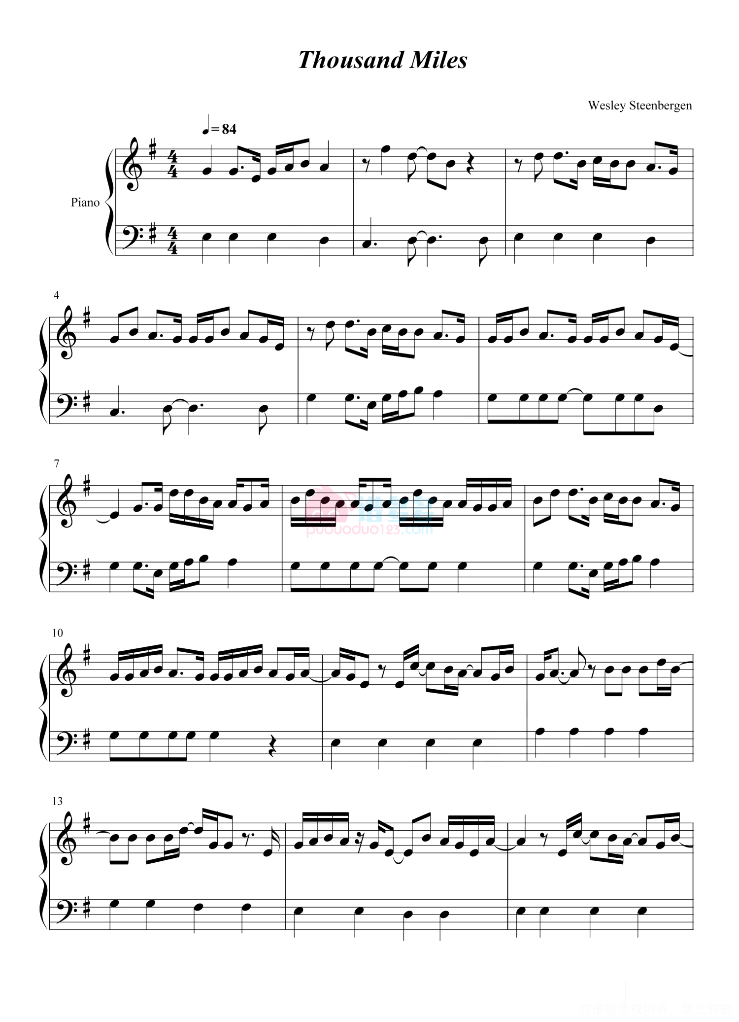 The Kid Laroi《Thousand Miles》钢琴谱第1张