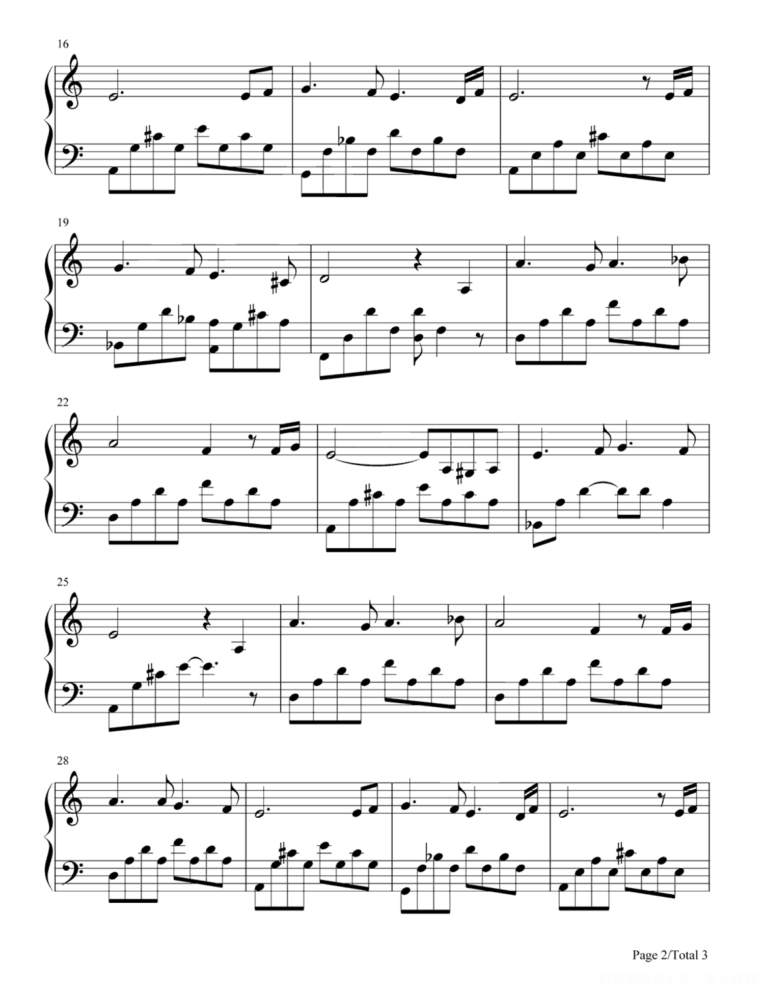 周杰伦《以父之名》钢琴谱 完整版第2张
