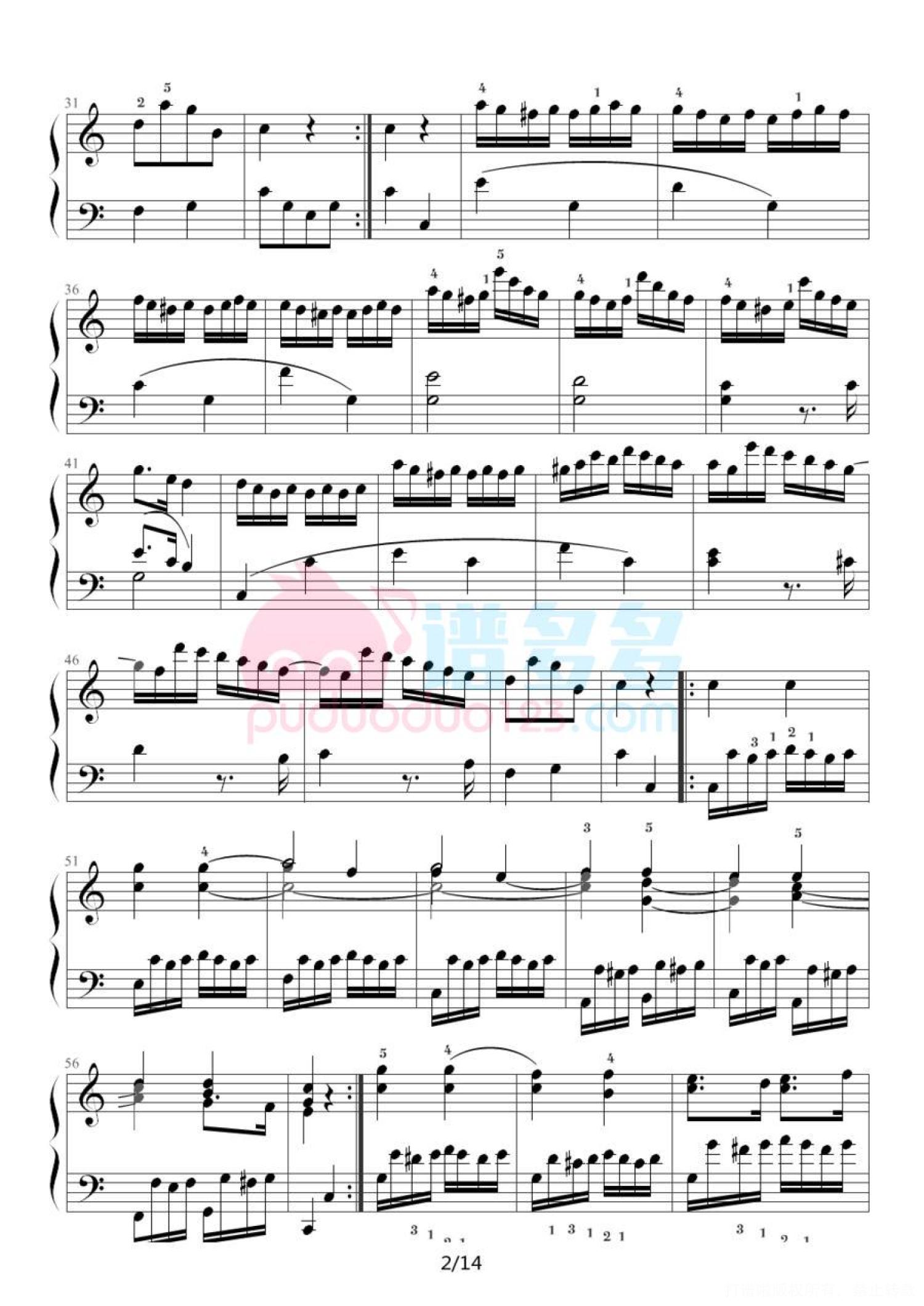 莫扎特《小星星变奏曲》钢琴谱（高清五线谱）第2张