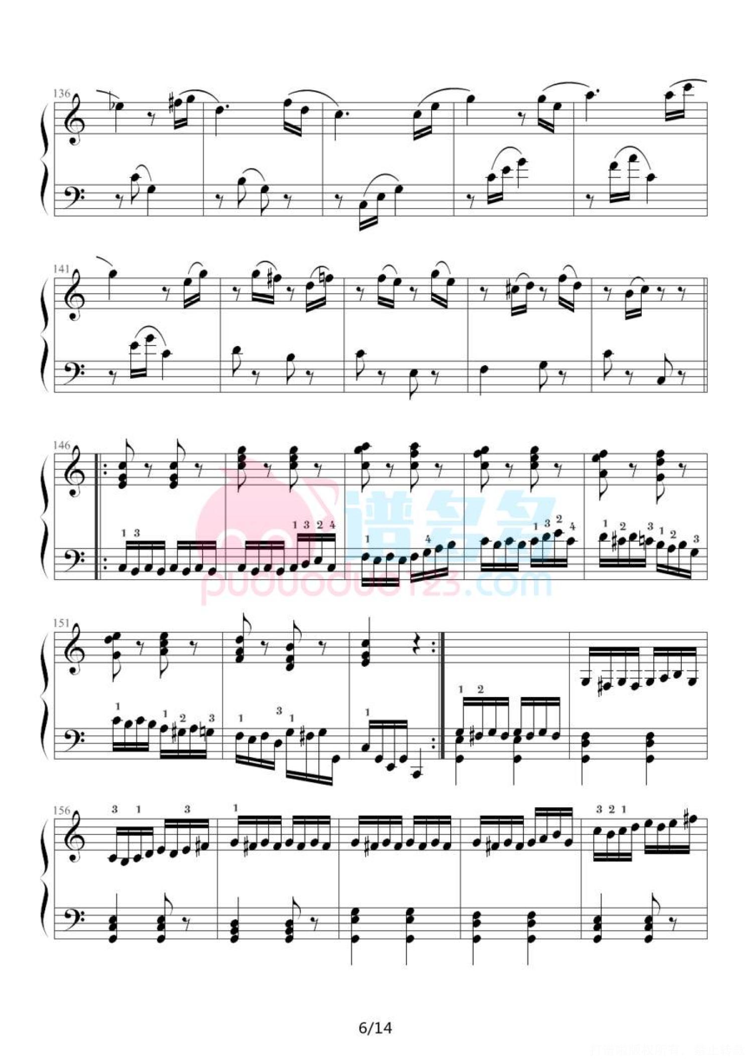 莫扎特《小星星变奏曲》钢琴谱（高清五线谱）第6张