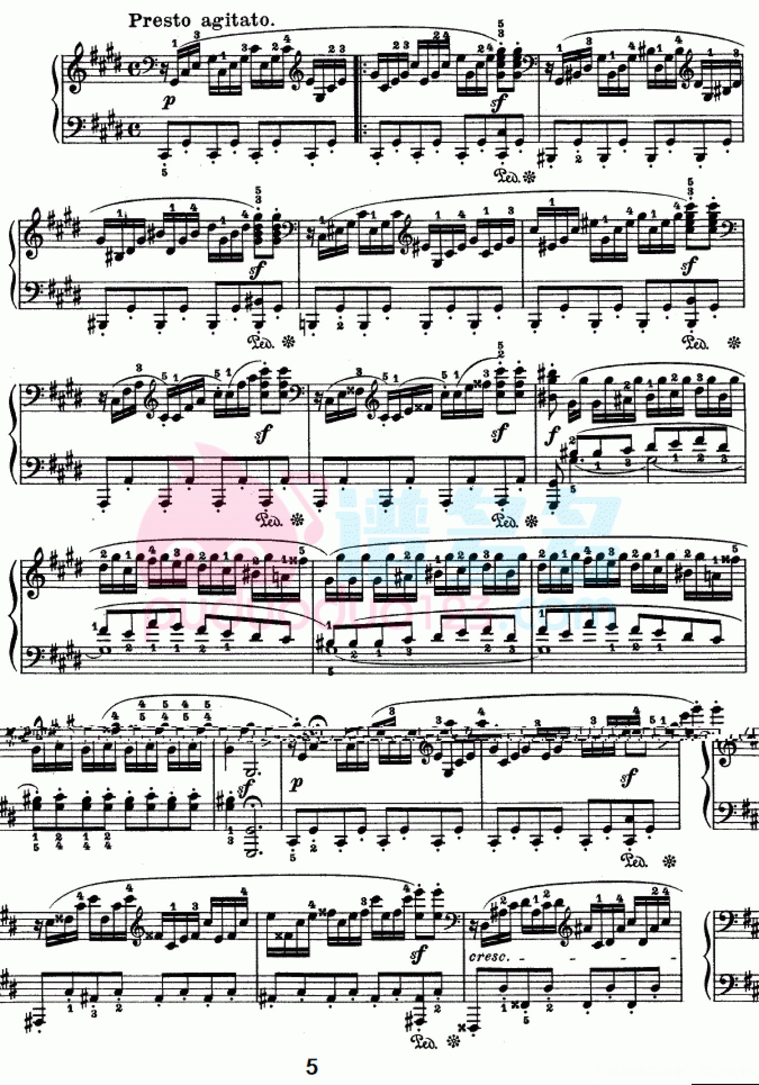 贝多芬《月光曲》（Op.27 No.2）钢琴谱第5张