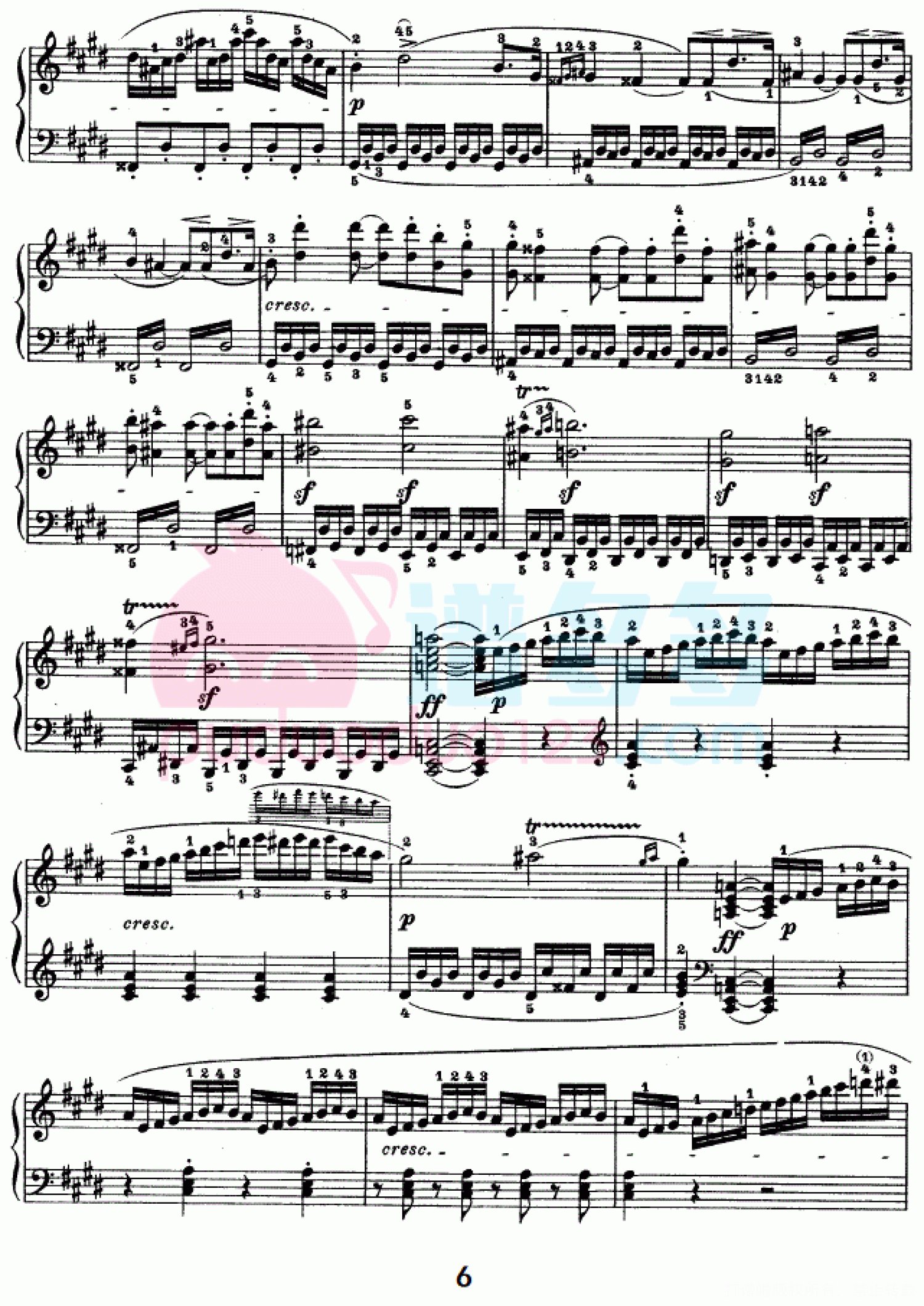 贝多芬《月光曲》（Op.27 No.2）钢琴谱第6张
