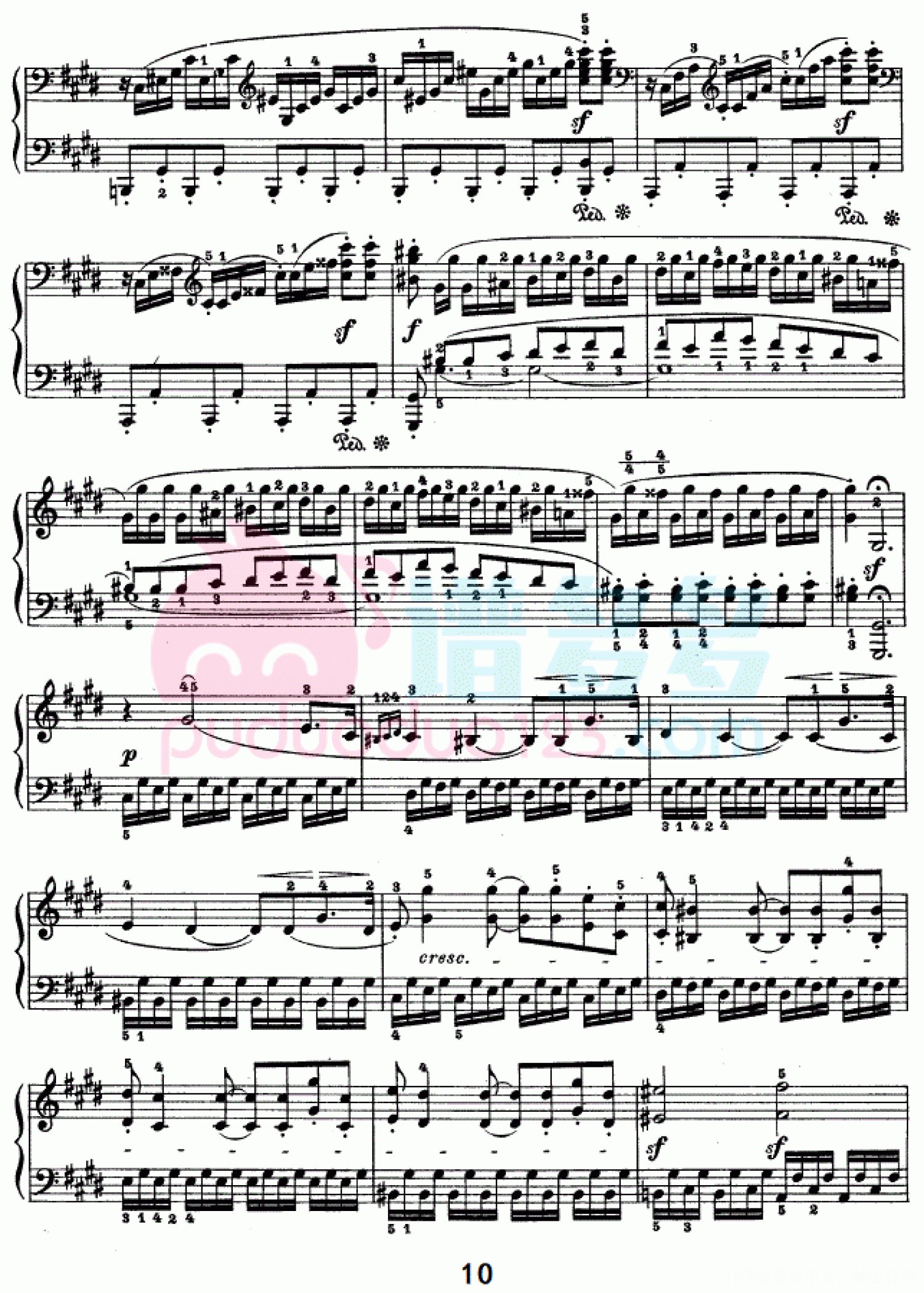 贝多芬《月光曲》（Op.27 No.2）钢琴谱第10张