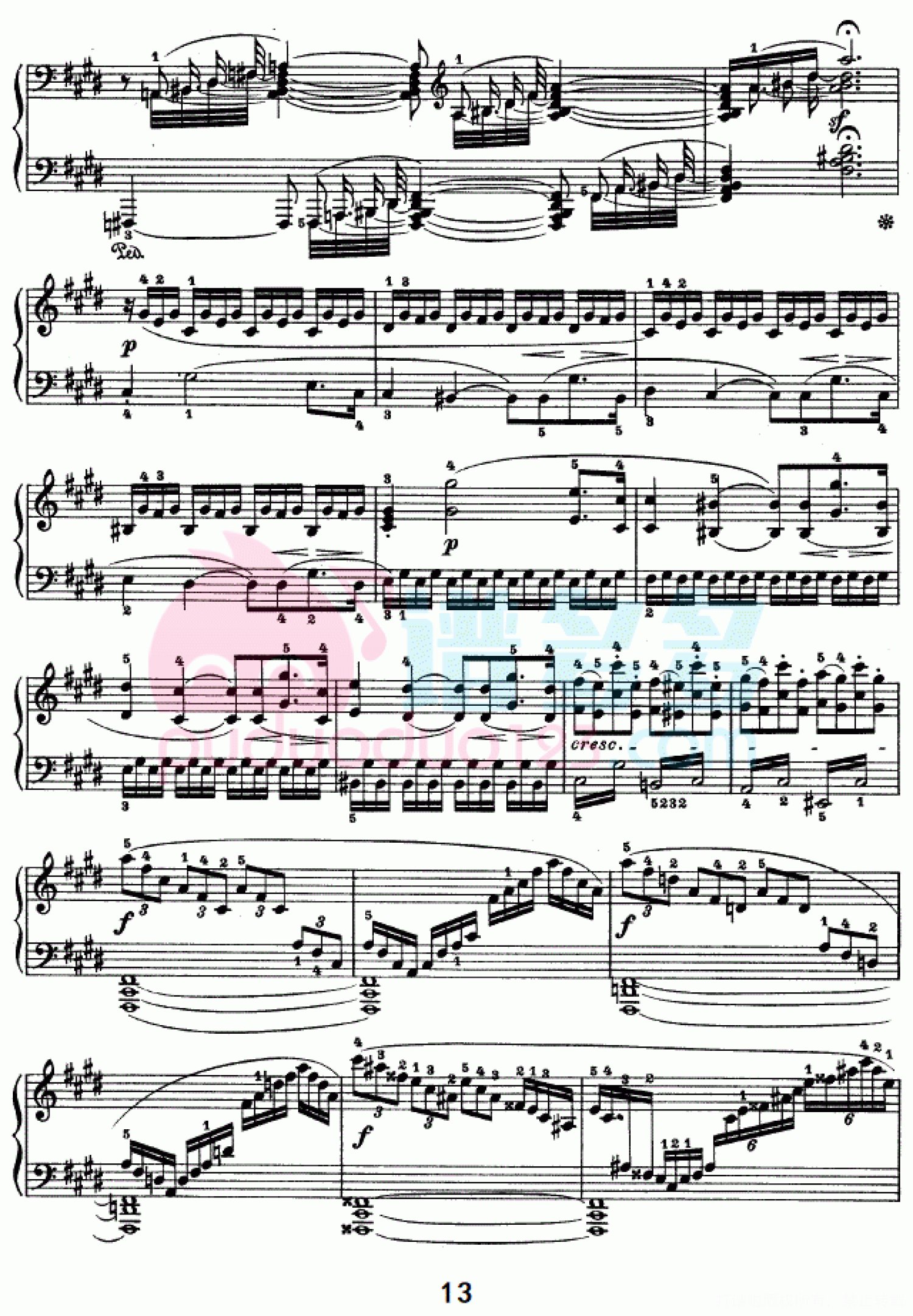贝多芬《月光曲》（Op.27 No.2）钢琴谱第13张