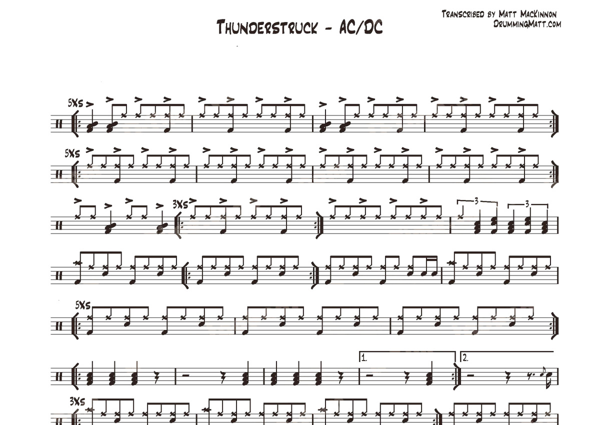 AcDc《Thunderstruck》鼓谱_架子鼓谱第1张