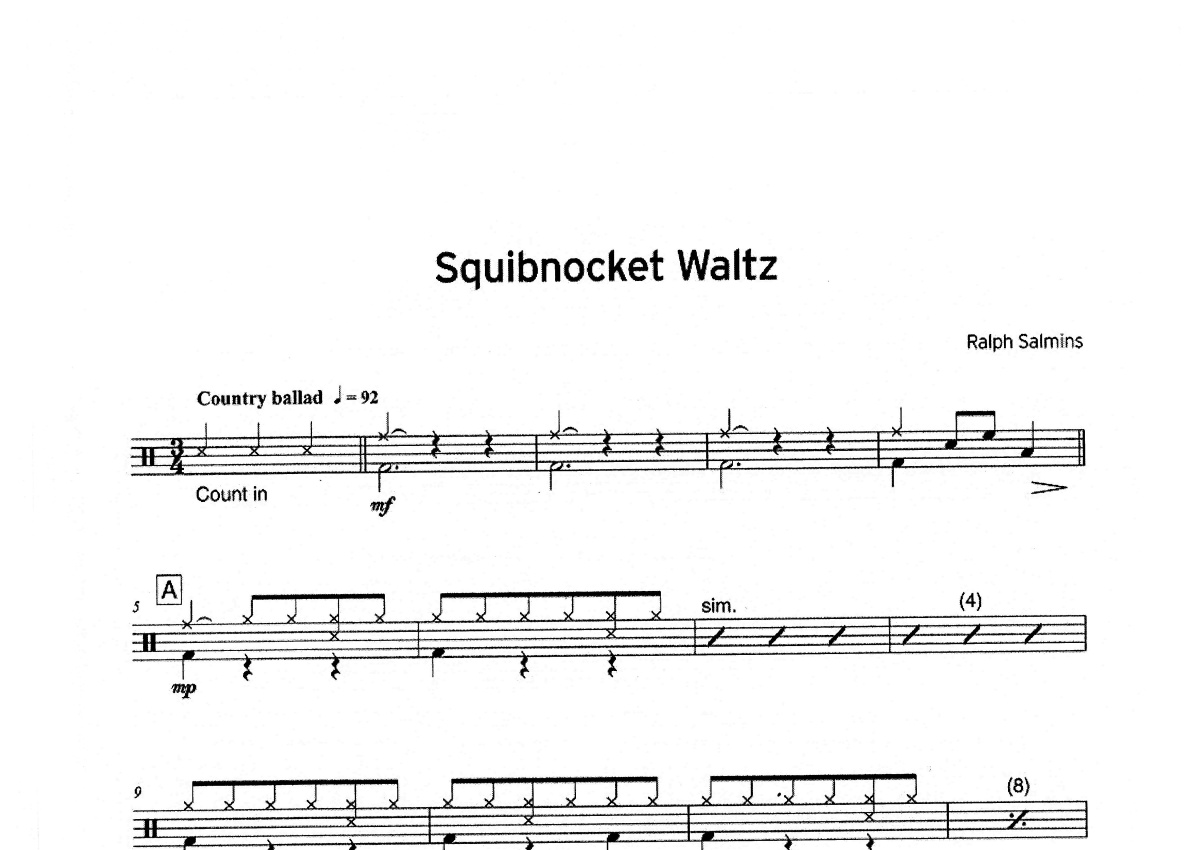 一级曲目《Squibnocket Waltz》鼓谱_架子鼓谱第1张