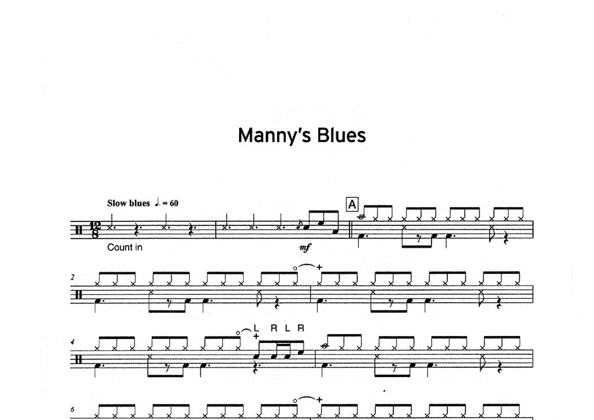 二级曲目《Manny‘s Blues》鼓谱_架子鼓谱第1张