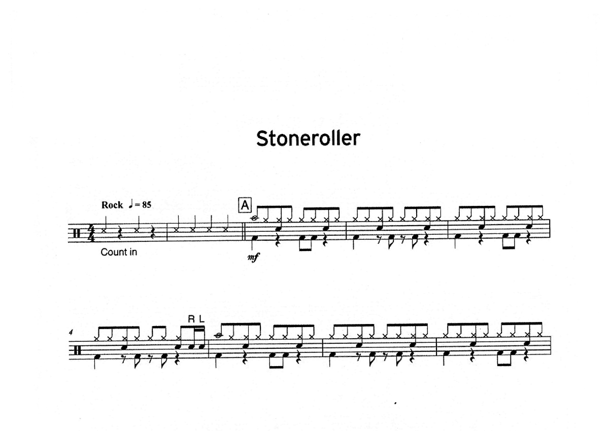 一级曲目《Stoneroller》鼓谱_架子鼓谱第1张