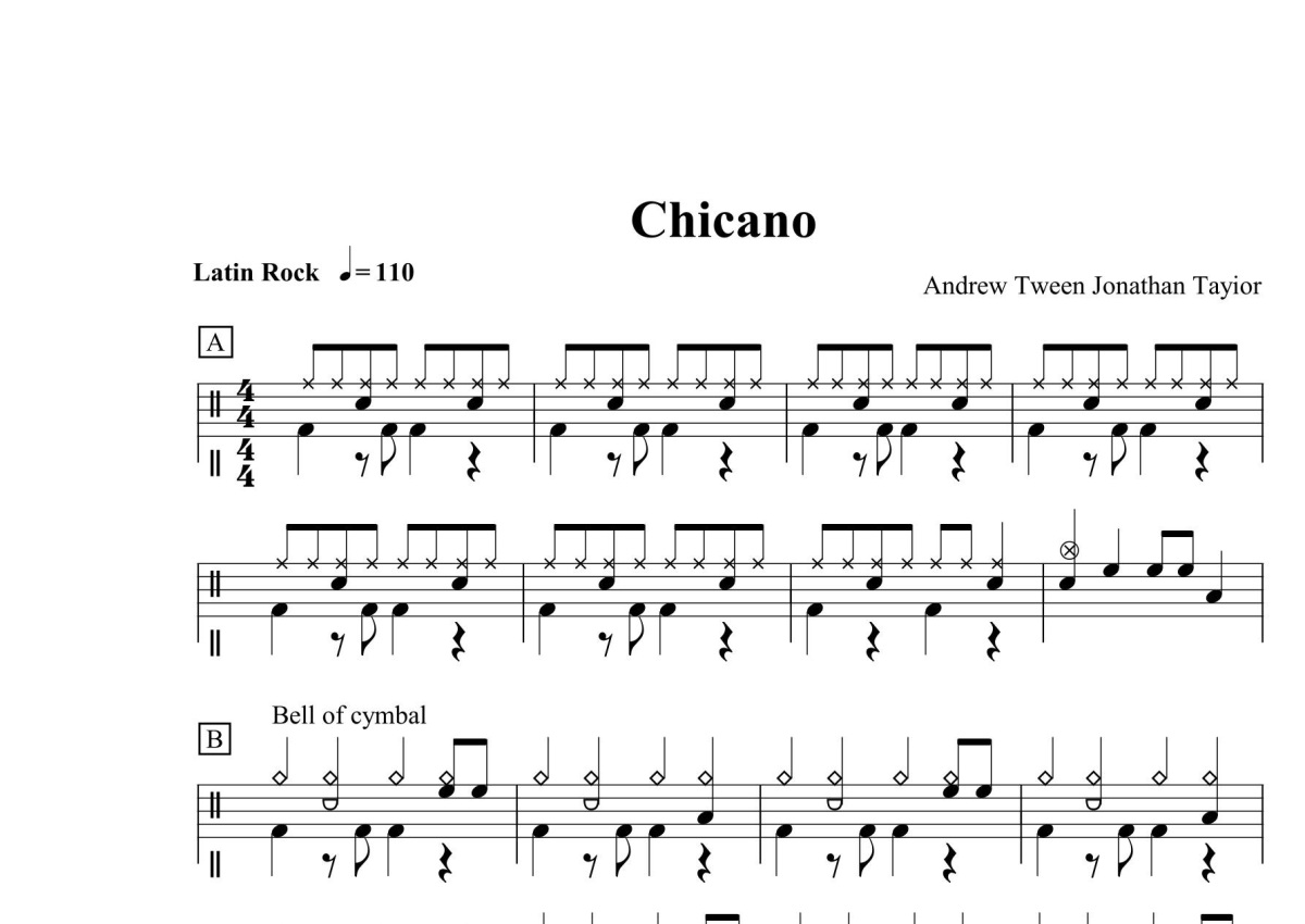 三级考级曲目《Chicano》鼓谱_架子鼓谱第1张
