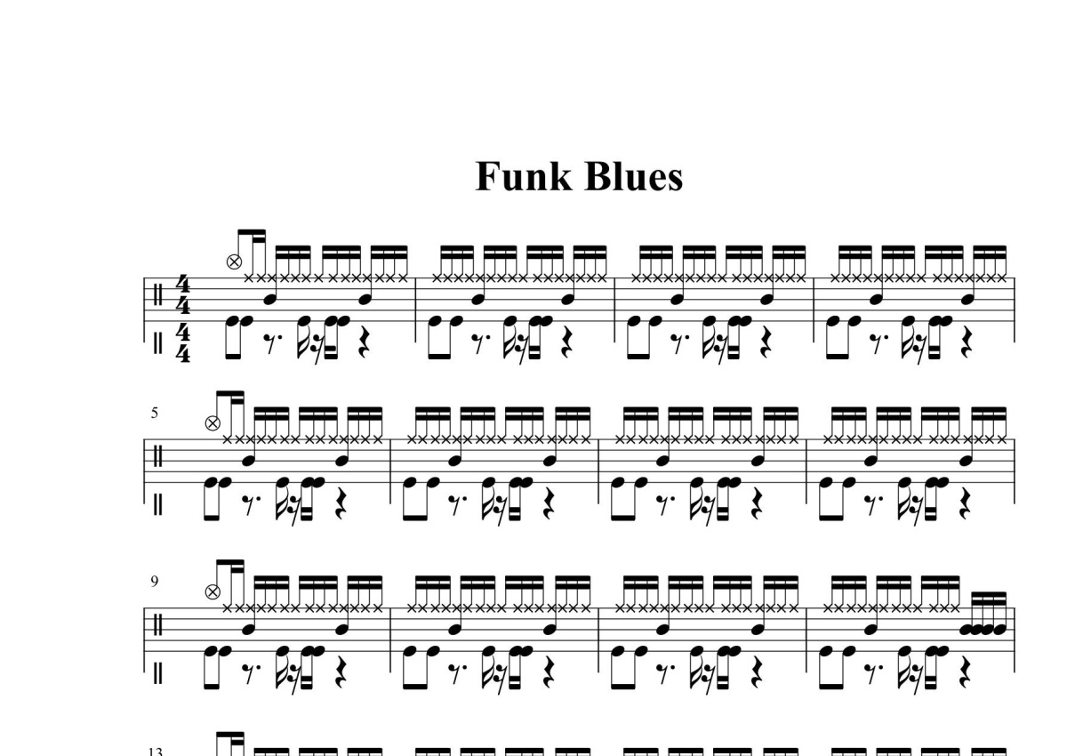 五级考级曲目《Funk Blues》鼓谱_架子鼓谱第1张
