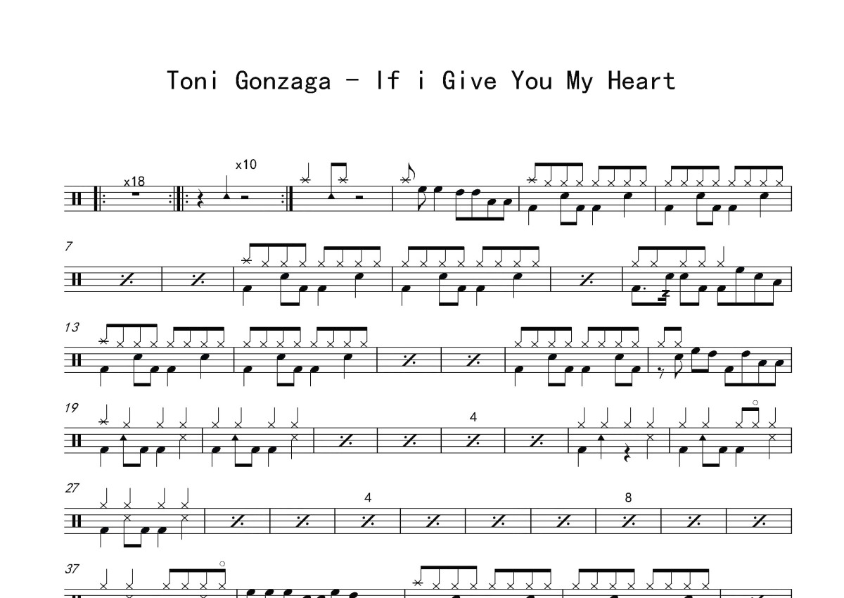 Toni Gonzaga《If i Give You My Heart》鼓谱_架子鼓谱第1张