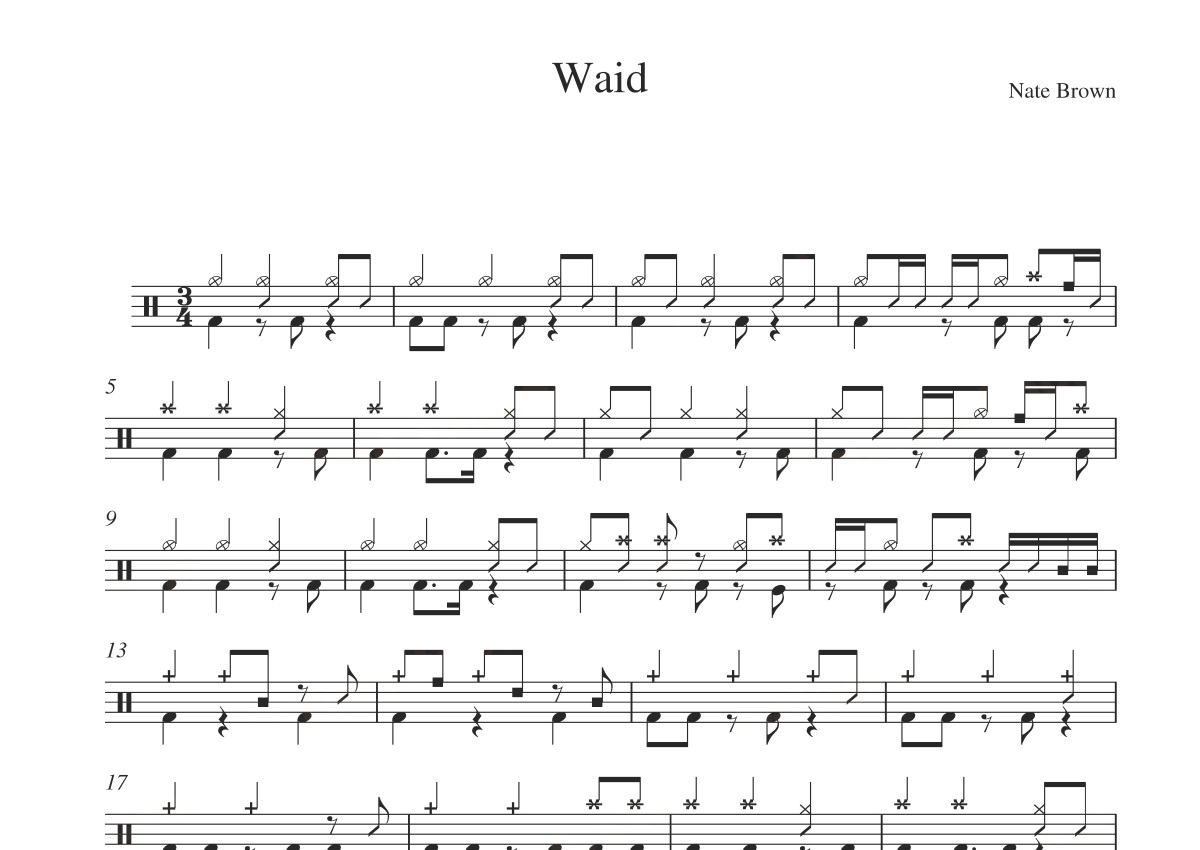 waid《waid》鼓谱_架子鼓谱第1张