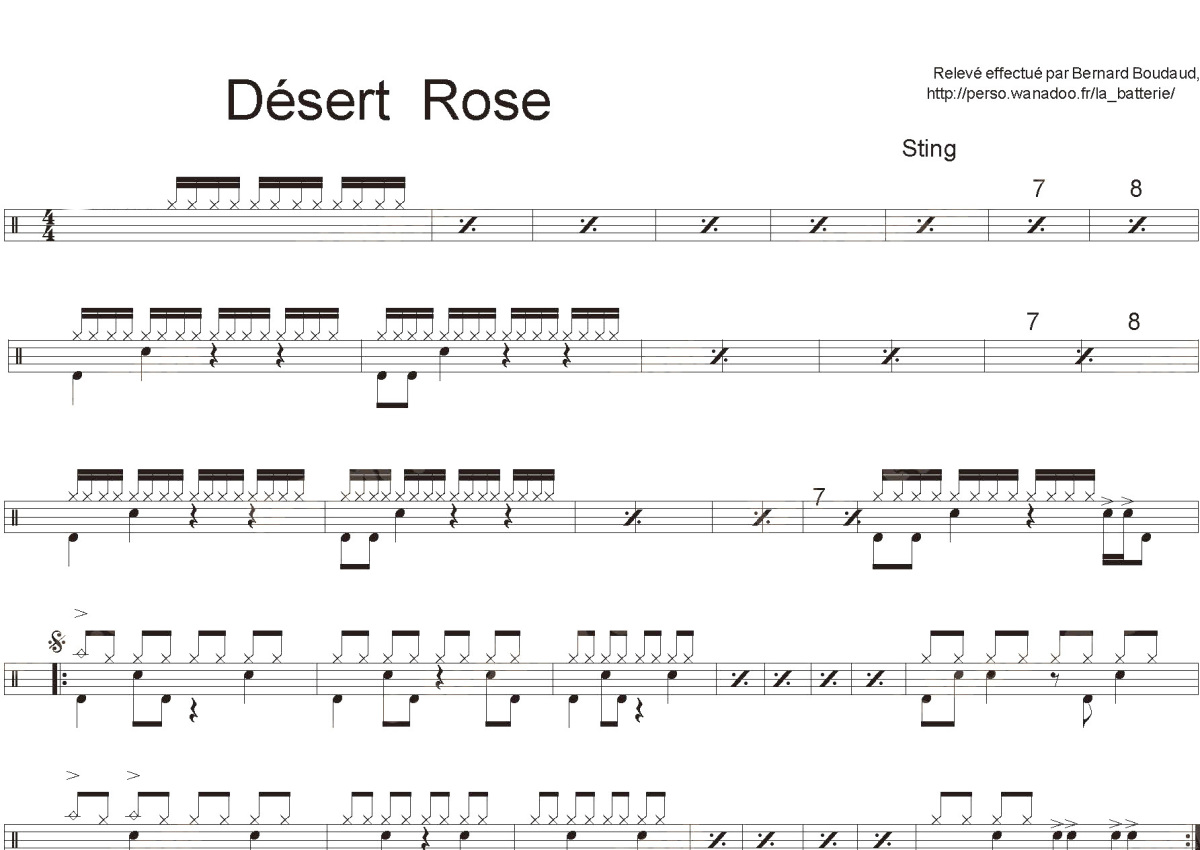 Sting feat《Desert Rose》鼓谱_架子鼓谱第1张