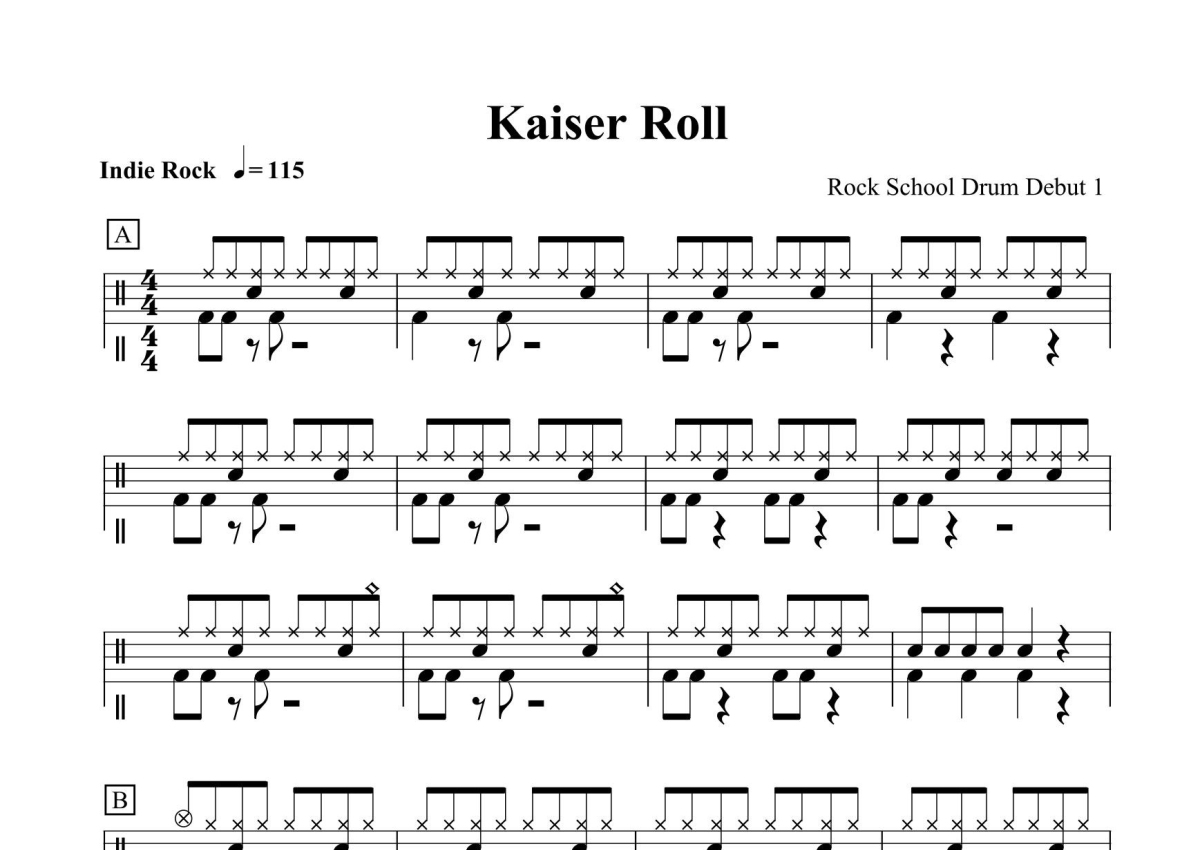 二级考级曲目《Kaiser Roll》鼓谱_架子鼓谱第1张