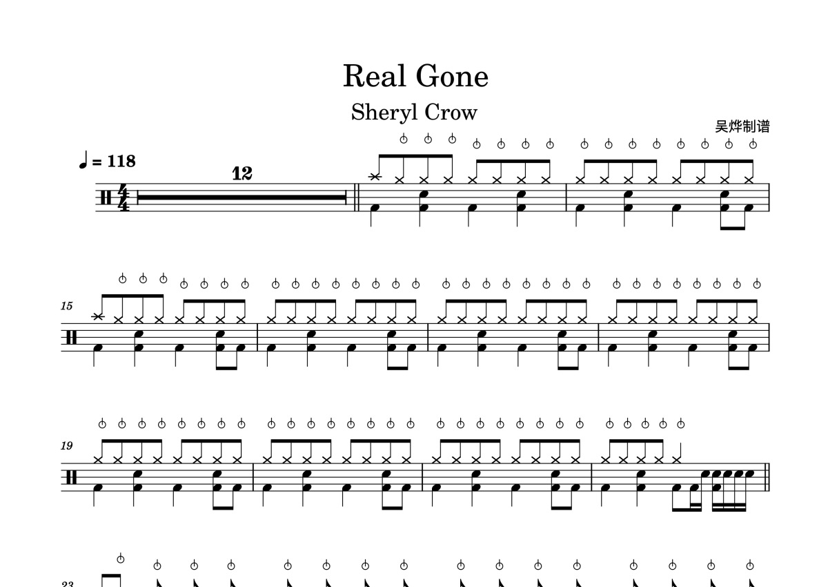 Sheryl Crow《Real Gone》鼓谱_架子鼓谱第1张